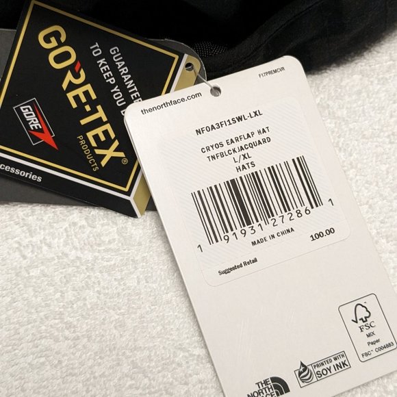 The North Face Gore-Tex Cryos Earflap Hat Black Jacquard L/XL NWT - Picture 6 of 6